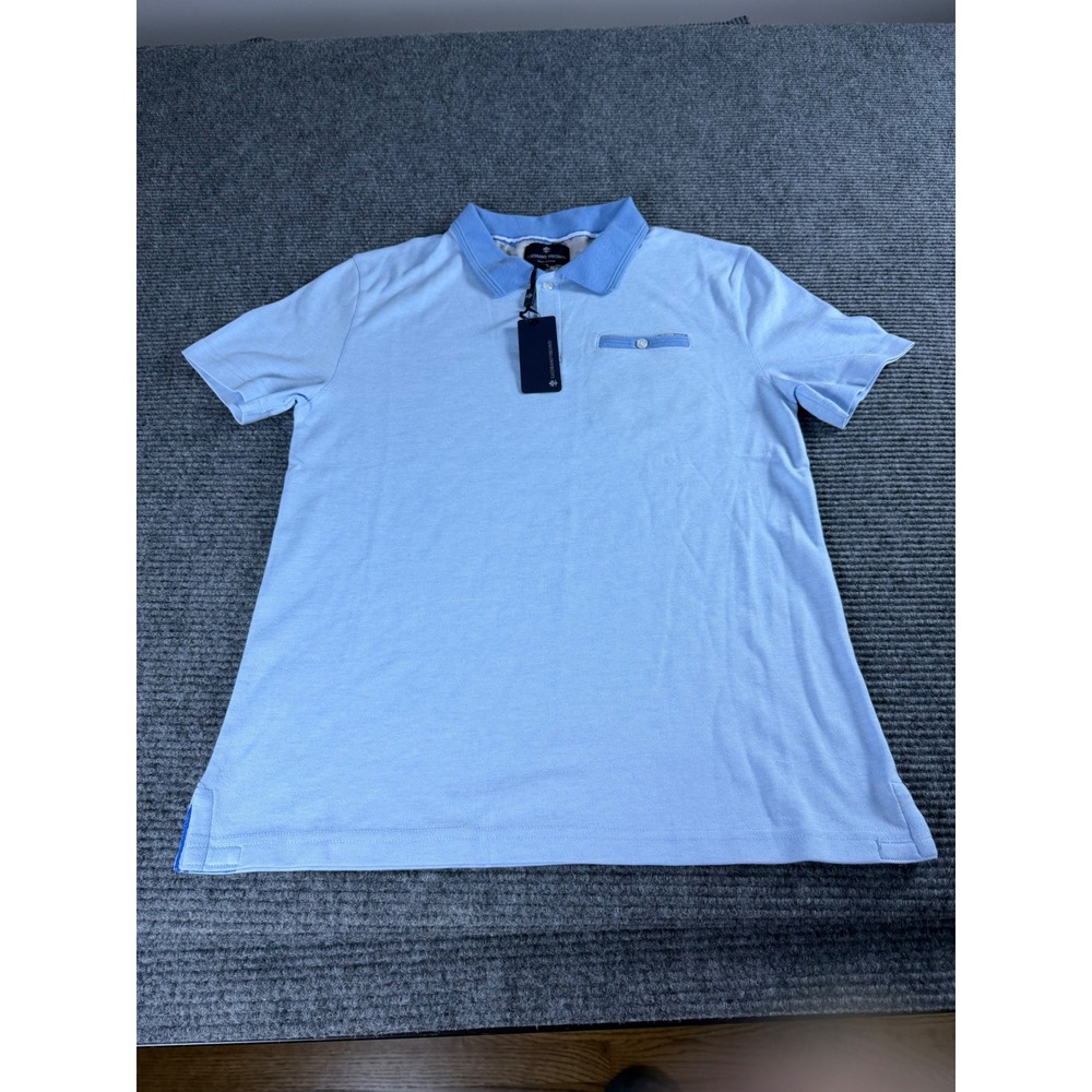 Luchiano Visconti Mens Blue Short Sleeve Pique Polo Shirt FP-5018 NWT Size Large